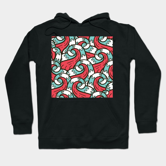 Funky Waves Pattern Hoodie by greenoriginals